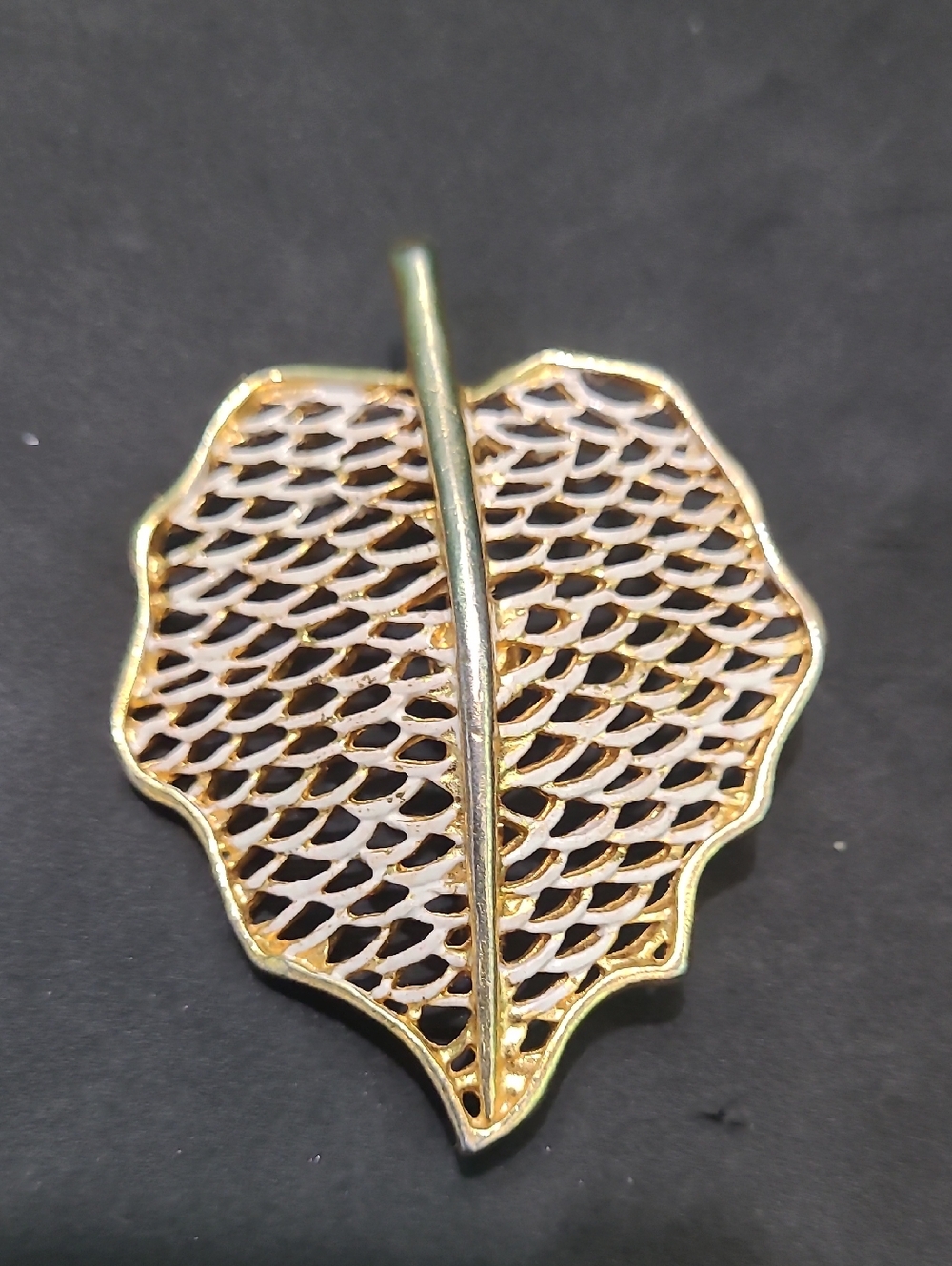 Gold-Tone Leaf Filigree Brooch - Elegant Leaf Pin